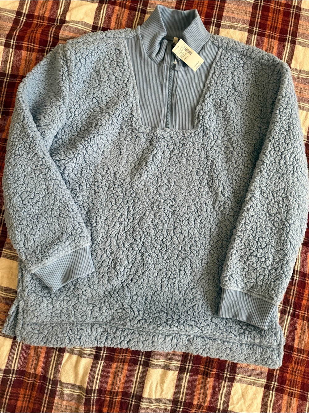Light Blue Sherpa Pullover Fleece